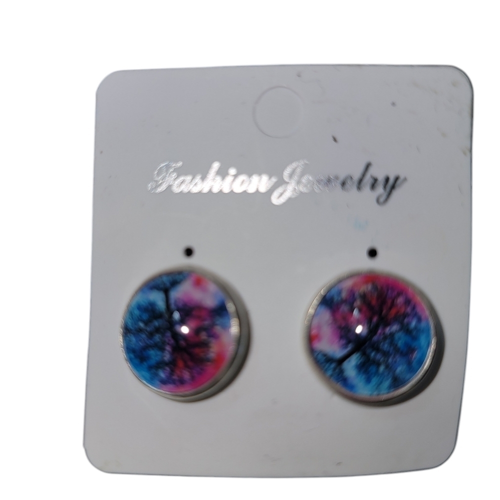 Tree of Life rainbow stud earrings - Picture 2 of 3